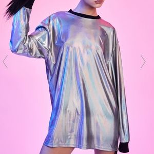NWT Disco Dreams Holographic Long Sleeve Tee